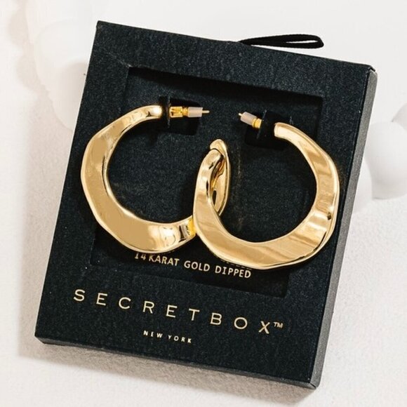 1 LEFT!! 14K GOLD HAMMERED HOOP EARRINGS - Picture 1 of 1